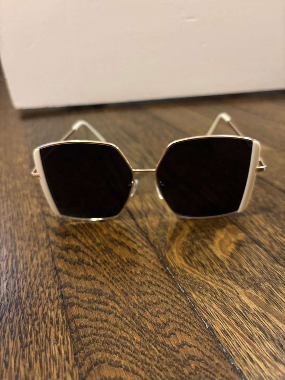 Gold Frame Black Lens Geometric Sunglasses - Women's Accessories